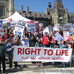 The annual March for Life in Ottawa on May 12 could be affected by the Alberta bishops’ decision to not take part in the Edmonton version of the march the same day. (Photo by Deborah Gyapong)