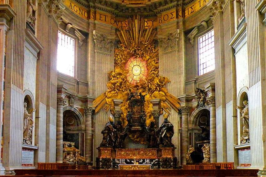 The Chair of St. Peter in St. Peter’s Basilica features the bronze work of Gian Lorenzo Bernini.
