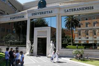 The main entrance of the Pontifical Lateran University in Rome. The Vatican Congregation for Catholic Education has asked pontifical universities to reopen in the fall with students present but many are making back-up plans.