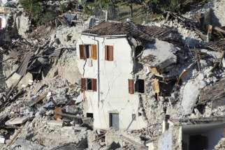 Destroyed homes are seen Aug. 26 in Pescara del Tronto, Italy. Pope Francis said he was woken up by the 6.2 earthquake, which left hundreds dead and thousands homeless, when it happened.