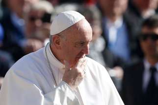Pope Francis is pictured while greeting the crowd during his general audience in St. Peter&#039;s Square at the Vatican March 15.