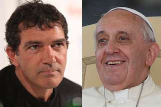 Antonio Banderas, left, may be cast in the role of Pope Francis in the first feature film to be made on the life of the Argentine pontiff.