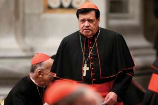  Cardinal Norberto Rivera Carrera of Mexico City is seen at the Vatican in this 2013 file photo. 