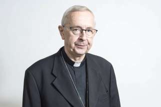 Archbishop Stanislaw Gadecki of Poznan, president of the Polish bishops&#039; conference, poses for a photo in Rome Sept. 25, 2021.