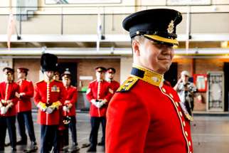 After taking command of the Royal Regiment of Canada June 4, Lt. Col. Joseph Nonato paces in front of those he is to lead for the next three years.