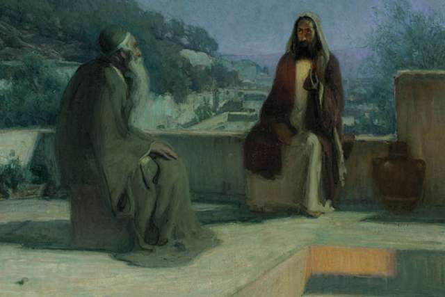 Nicodemus (left) talking to Jesus, by Henry Ossawa Tanner