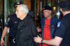 Daniel Berrigan arrested for civil disobedience outside the U.S. Mission to the U.N. in 2006. 