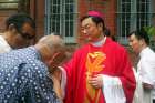 A well-wisher kisses the ring of Auxiliary Bishop Thaddeus Ma Daqin following his 2012 episcopal ordination at St. Ignatius Cathedral in Shanghai. The Vatican said it has had no direct contact with Bishop Ma, whose statement in a blog in June appeared to indicate that he had recanted an earlier decision to abandon the Chinese government&#039;s Catholic Patriotic Association.
