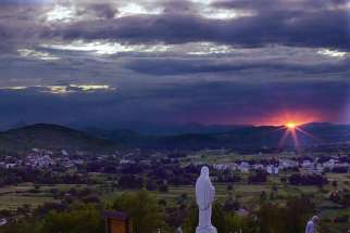 A night view from Apparition Hill in Medjugorje, Bosnia-Herzgovina.