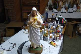Self-taught restorer Lyne Robichaud from Victoriaville, Que., saves religious statues owned by individuals. She has restored about 30 statues in the last four years.