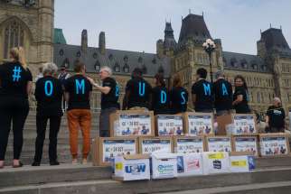 Development and Peace dropped 80,000 signed cards on Parliament Hill calling for the creation of a mining ombudsman.