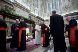 Pope Francis meets with members of Roman Curia. 