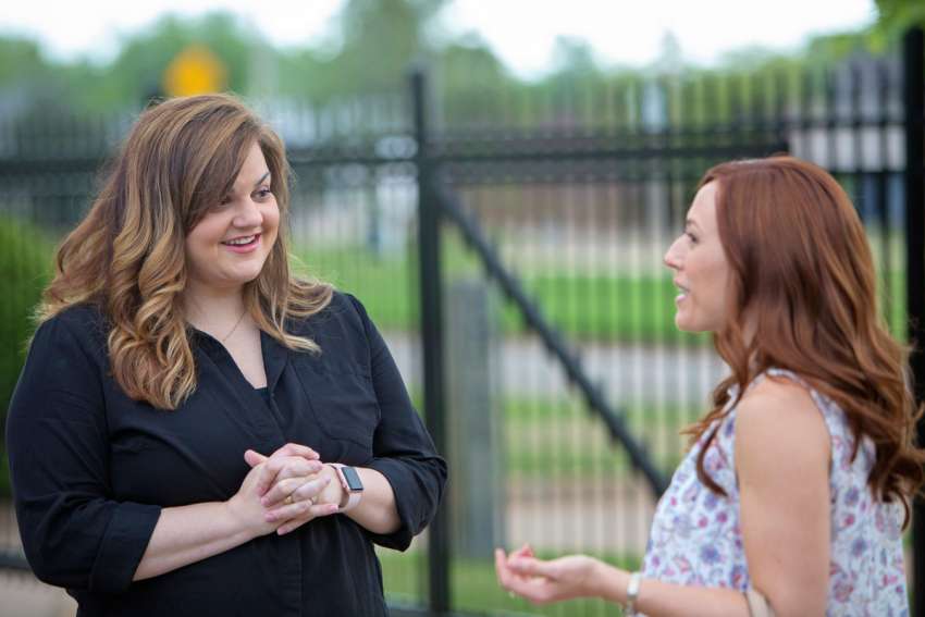Abby Johnson, left, is seen on the set of the movie Unplanned with actress Ashley Bratcher, who plays her. Johnson will be among the keynote speakers at the Rose Dinner Gala during the National March for Life.