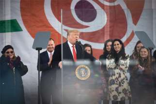 President Donald J. Trump speaks Jan. 24, 2020, during the annual March for Life rally in Washington.