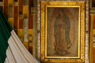 This 2016 file photo shows the original image of Our Lady of Guadalupe in the Basilica of Our Lady of Guadalupe in Mexico City.