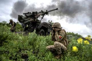 Ukrainian soldiers with the 55th Separate Artillery Brigade fire a Caesar self-propelled howitzer toward Russian troops near the town of Avdiivka in Ukraine&#039;s Donetsk region May 31, 2023, amid Russia&#039;s ongoing attack on the country.