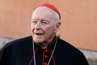 Cardinal Theodore E. McCarrick, retired archbishop of Washington, is pictured during a reception for new cardinals at the Vatican Feb. 22, 2014. 