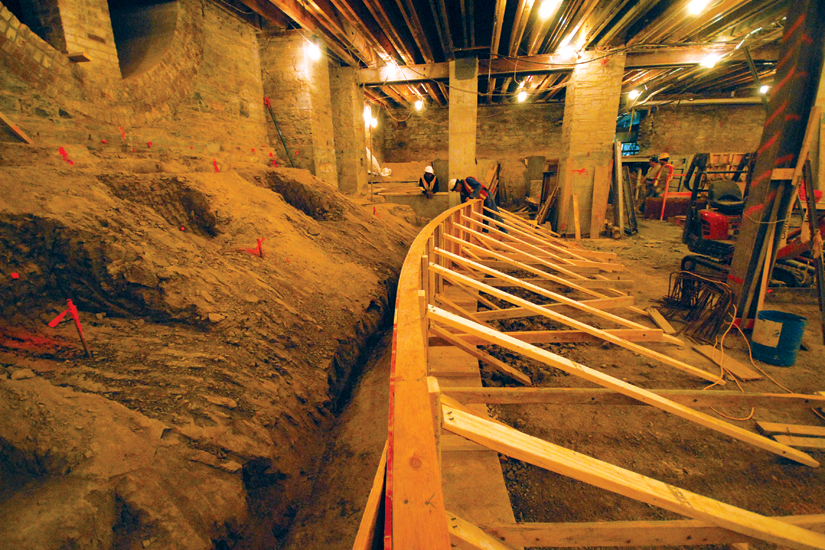 The first step in the massive St. Michael’s renovation involved digging a new basement and installing new underpinning for the cathedral. (Photo courtesy of Concrete Pictures Inc.)  