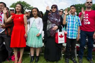 Canada Day citizenship ceremony on the Alberta legislature grounds in Edmonton on Saturday, July 1, 2017. 