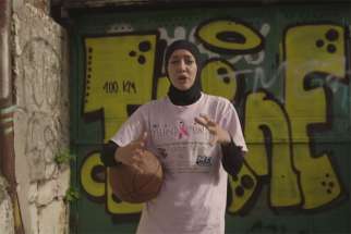 Indira Kaljo, a Bosnian-American professional basketball player, as seen in her video promoting a petition to allow hijab during FIBA competitions. 