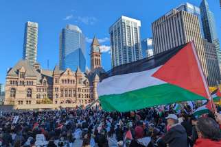 Pro-Palestinian rallies like this one at Toronto’s Nathan Philips Square have been cauldrons of anti-Semitism since Hamas started the war in Gaza with its attack on Israel Oct. 7, 2023.