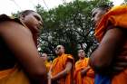 Buddhist monks participate in a protest against the murder of a monk in Bangladesh, in Mumbai, India, on May 23, 2016.