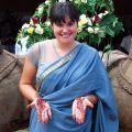 Wanda O’Brien dressed for an Indian wedding in Kenya.