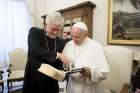 Pope Francis and Bishop Heinrich Bedford-Strohm, chair of the Council of the Evangelical Church in Germany, meet at the Vatican Feb. 6.