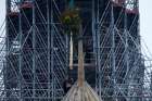 A bouquet of flowers to celebrate the end of the reconstruction of the medieval choir framework of the Notre Dame Cathedral is pictured in Paris Jan. 12.