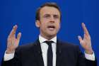 Emmanuel Macron, founder of En Marche!, a centre-left political movement, delivers a speech in Paris April 23 after the first round of the French presidential elections.