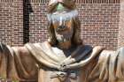 Vandals defaced a statue of Jesus outside Calgary’s Sacred Heart Church in mid-July.