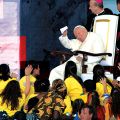 Pope John Paul II greets pilgrims at Downsview Park in Toronto in July 2002.