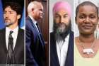 Federal leaders, from left, Justin Trudeau, Erin O’Toole, Jagmeet Singh and Annamie Paul, will debate Sept 8 and 9. 