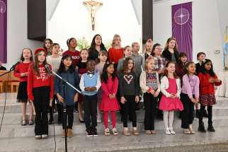 Pickering, Ont.’s St. Mary Catholic Secondary School choir takes part in the “True Meaning of CHRISTmas” concert in Whitby, Ont.