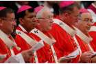 Archbishop Leonard P. Blair of Hartford, Conn., center, and other new archbishops wear palliums received from Pope Francis during a Mass in St. Peter&#039;s Basilica at the Vatican in this June 29, 2014, file photo. Bestowal ceremonies will henceforth take pl ace in local archdioceses.