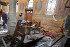 Egyptian security officials and investigators inspect the scene following a bombing inside Cairo&#039;s Coptic cathedral in Egypt December 11, 2016.