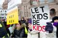 Parents rally outside Queen’s Park following the release of Ontario’s sex-ed curriculum. Some parents plan to take their kids out of school May 4-8 in protest of the curriculum.