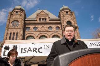 Bishop Wayne Kirkpatrick, as part of the Interfaith Social Assistance Reform Coalition, gathered in front of Queen&#039;s Park April 5 to pray for each of the 107 MPPs in hope of a budget that will help the poor.