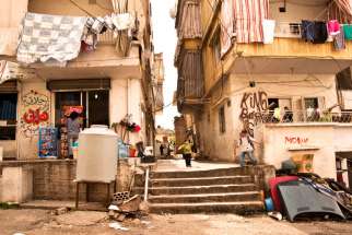 The Odesho’s Syrian relatives have been living, along with hundreds of thousands of refugees, in Beirut. The Christian refugees are crowded into the poor Aytiryya neighbourhood of the city (above). Lebanon, a country of just 4.5 million is host to 1.2 million refugees.