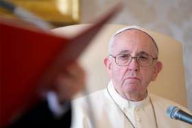 Pope Francis leads his general audience in the library of the Apostolic Palace at the Vatican Nov. 11, 2020. A day after the Vatican released its extensive report on former Cardinal Theodore E. McCarrick, the pope renewed the Catholic Church&#039;s pledge to uproot the scourge of sexual abuse.