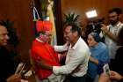 Cardinal Gregorio Rosa Chavez of San Salvador, El Salvador, is greeted after Pope Francis elevated him and four other men to cardinal during a June 28 consistory in St. Peter&#039;s Basilica at the Vatican.