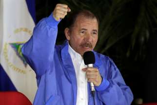 Nicaraguan President Daniel Ortega speaks during a meeting in Managua Nicaragua Nov. 8, 2018.