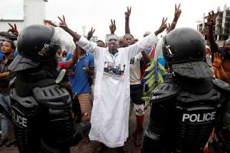  Supporters of Felix Tshisekedi, leader of Congo&#039;s main opposition party, the Union for Democracy and Social Progress, celebrate Jan. 10 in Kinshasa after he was announced as the winner of the presidential election. 