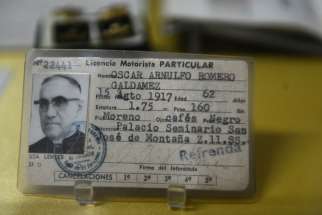 The driver&#039;s license of Archbishop Oscar Romero is seen in a San Salvador museum May 21, two days before the beatification of the archbishop, who was shot by unidentified gunmen as he celebrated Mass March 24, 1980. 