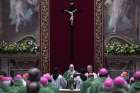 Pope Francis and the heads of bishops&#039; conferences from around the world attend a Mass on the last day of the four-day meeting on the protection of minors in the church at the Vatican Feb. 24, 2019.