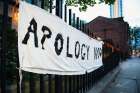 The message is clear outside St. Michael’s Cathedral rectory June 20 as Catholics join in calling out the Church for its role in residential schools.