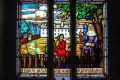 Light shines through the stained-glass window depicting the vision of Saint Marie de l&#039;Incarnation in the chapel at the Convent of Sisters of St. Joseph of Saint-Vallier in Quebec City. Saint Marie was one of three new saints declared by Pope Francis.