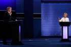 Republican U.S. presidential nominee Donald Trump and Democratic nominee Hillary Clinton are seen in Las Vegas during the final 2016 presidential campaign debate Oct. 19.