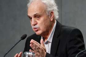 Brazilian scientist Carlos Afonso Nobre speaks at news briefing following a session of the Synod of Bishops for the Amazon at the Vatican Oct. 9, 2019.