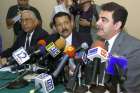 Salvadoran Gen. Rene Emilio Ponce, right, and his colleagues, Colonels Francisco Elena Fuentes, left, and Inocente Orlando Montano, center, are pictured in a 2000 photo during a news conference denying involvement in the 1989 deaths of six Jesuit priests, their housekeeper and her daughter.